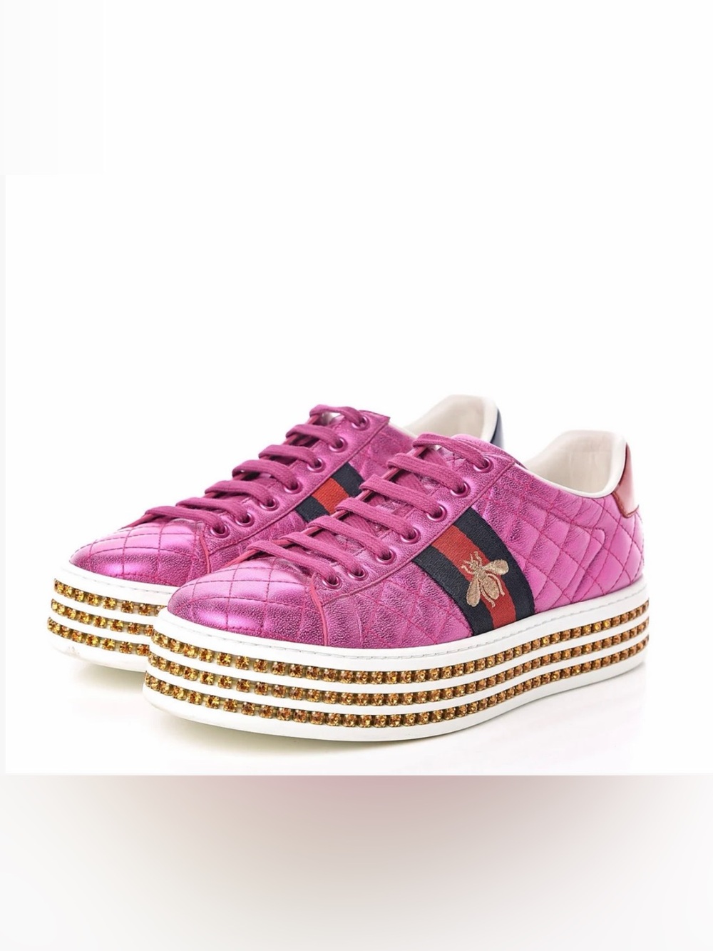 GUCCI ACE SNEAKERS with Crystal Platform